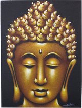 Boeddha Schilderij - Gouden Zand afwerking - 80x60cm