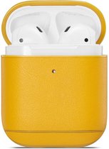 AirPods hoesjes van By Qubix - AirPods 1/2 hoesje Genuine Leather Series - hard case - geel