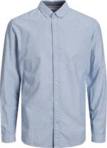 Jack and Jones Heren Overhemd Lichtblauw Poplin Button-Down Slim Fit - L