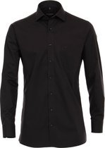 CASA MODA modern fit overhemd - mouwlengte 7 - zwart - Strijkvriendelijk - Boordmaat: 45