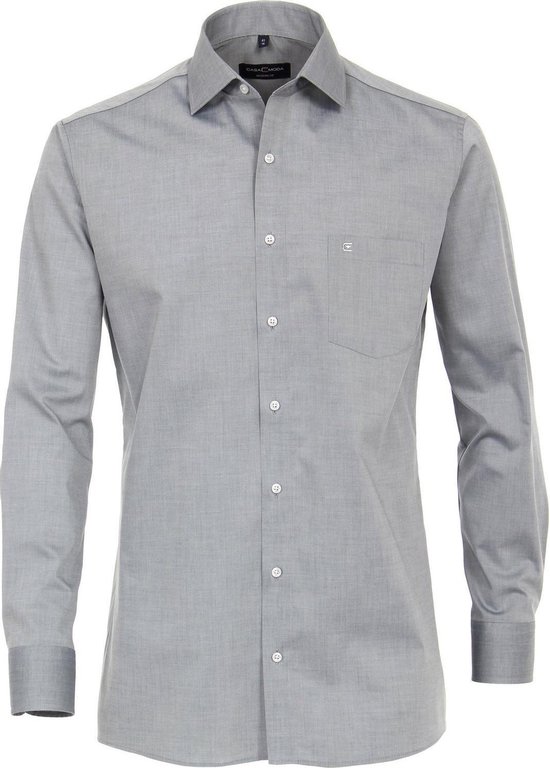 CASA MODA modern fit overhemd - mouwlengte 72 cm - grijs - Strijkvriendelijk - Boordmaat: 46