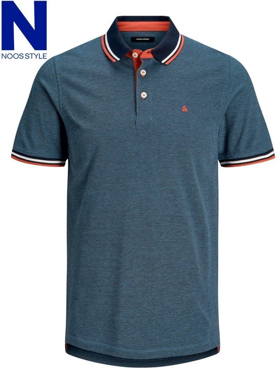 Jack and Jones Paulos Heren Poloshirt Blauw Pique Slim Fit - XS