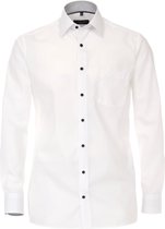 CASA MODA comfort fit overhemd - wit (zwart contrast) - Strijkvrij - Boordmaat: 54