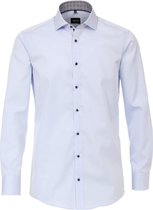 VENTI modern fit overhemd - lichtblauw twill (contrast) - Strijkvrij - Boordmaat: 40