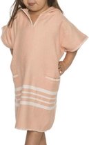 Kinder Strandponcho Hamam Melon | maat 6-7 jaar | jongens/meisjes/unisex | sneldrogend | poncho (handdoek) kinderen met capuchon | zwemponcho | badcape/badponcho