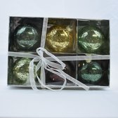 Kerstbal, 6 stuks, multicolor groentinten: Ø 8 cm: glas