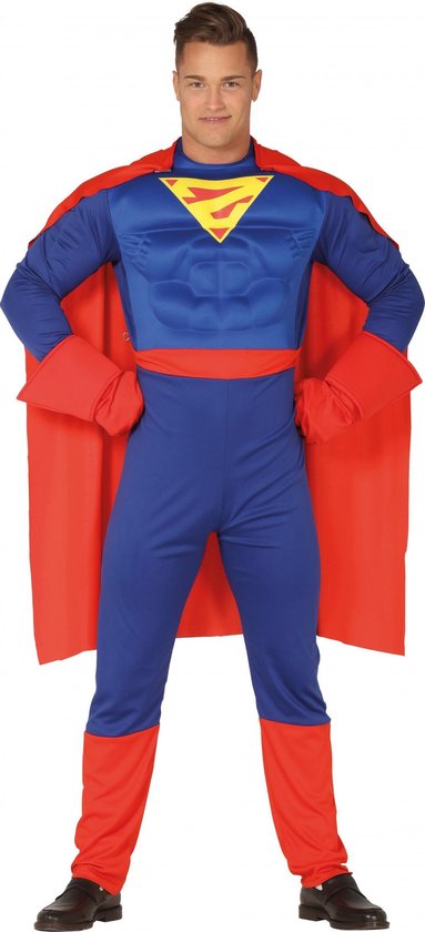 Kostuum Gespierde Super hero (met cape) - maat L (52-54)