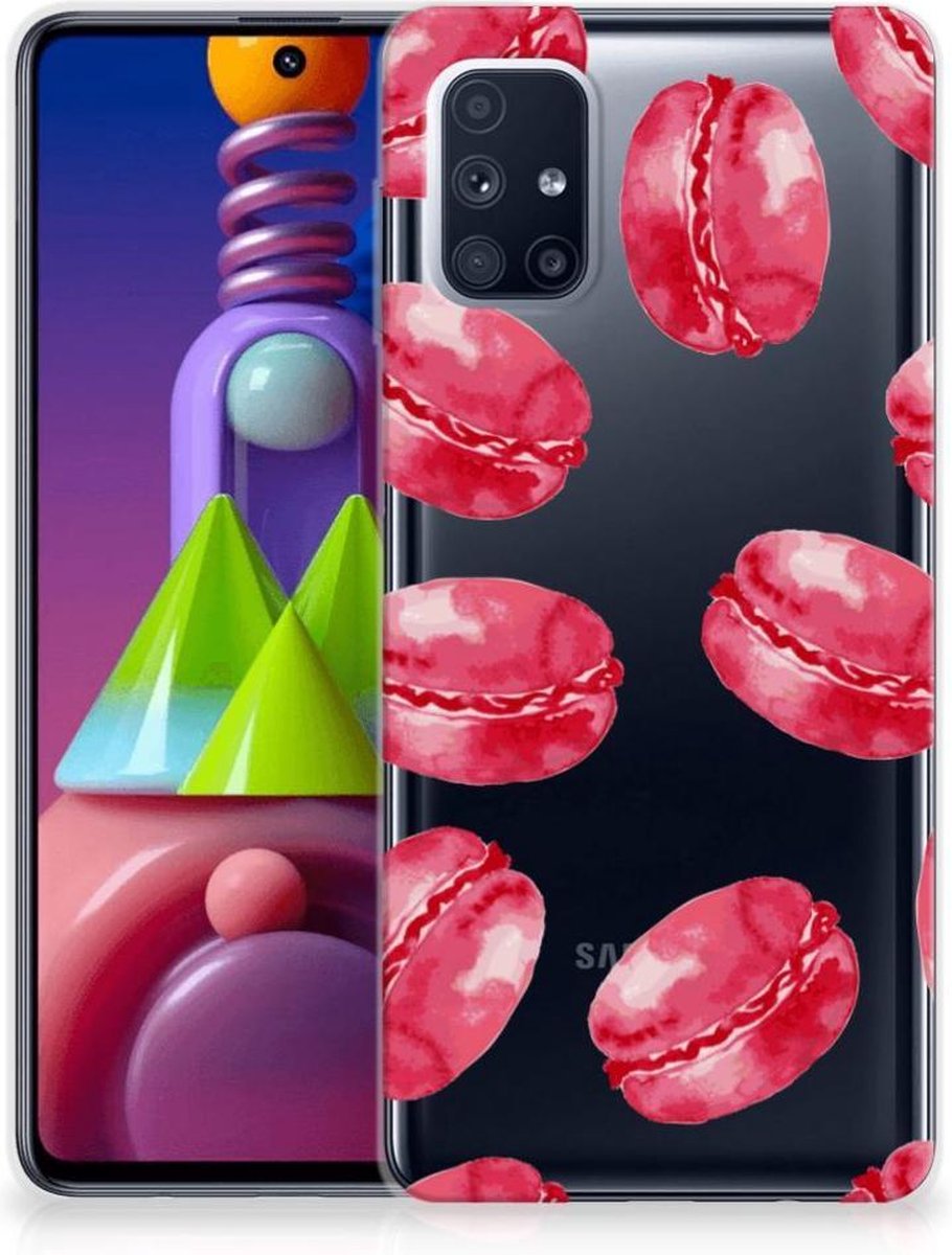 Back Cover voor Samsung Galaxy M51 Siliconen Case Pink Macarons