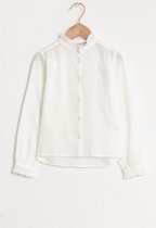 Sissy-Boy - Witte slub blouse met lange mouw en ruffles