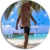 Dibond Wandcirkel - Voet van Mens op Tropisch Strand - 30x30cm Foto op Aluminium Wandcirkel (met ophangsysteem)