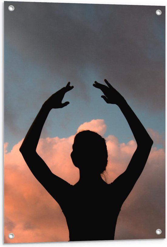 Tuinposter – Silhouet Ballerina - 60x90cm Foto op Tuinposter  (wanddecoratie voor buiten en binnen)