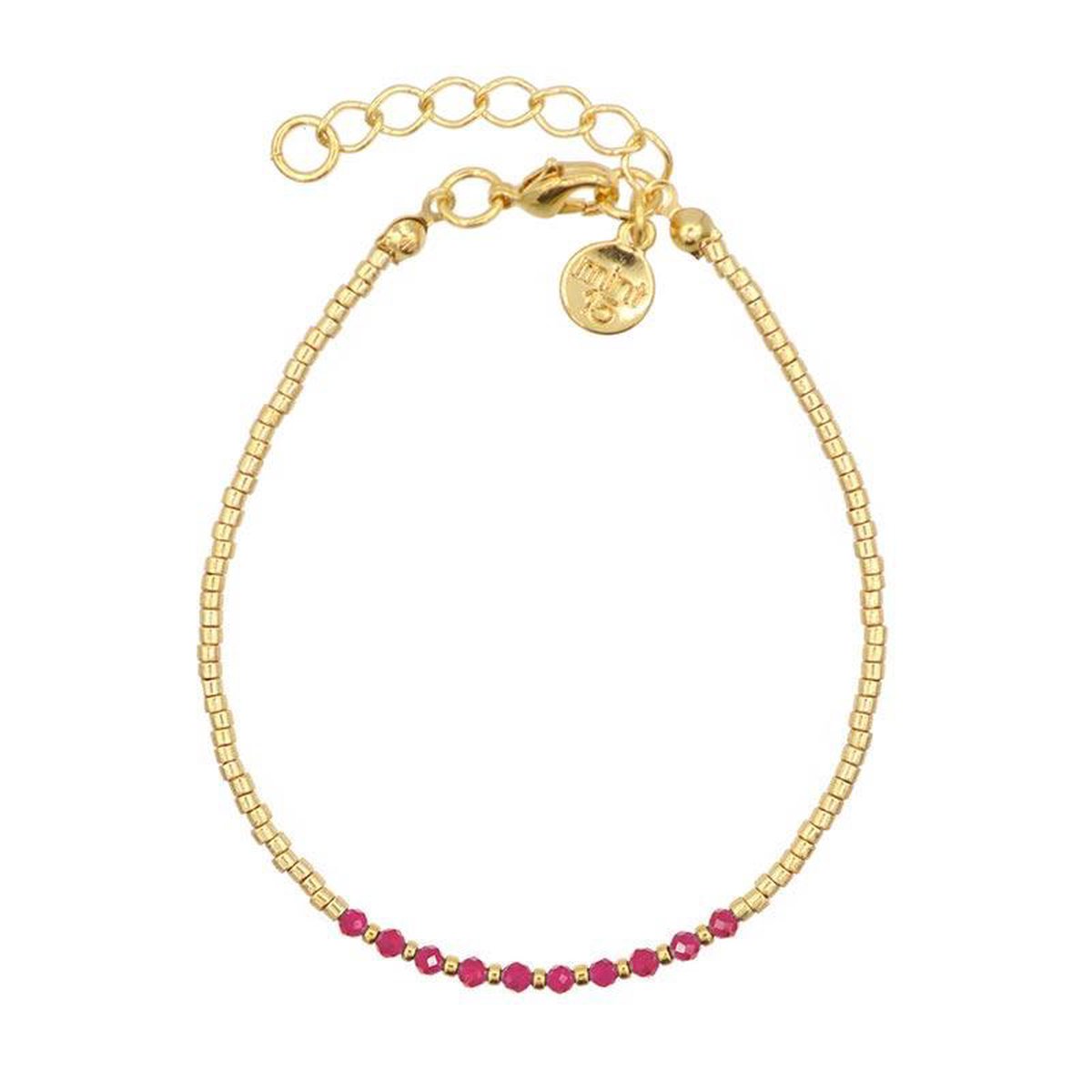 Mint15 Armband 'Little Faceted Beads - Ruby Garnet' - Goud