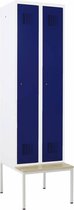 2 afdelingen Kast Wit Deur Blauw H. 180 cm B. 60cm D. 50 cm