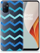 Telefoon Hoesje OnePlus Nord N100 Siliconen Back Cover Zigzag Blauw