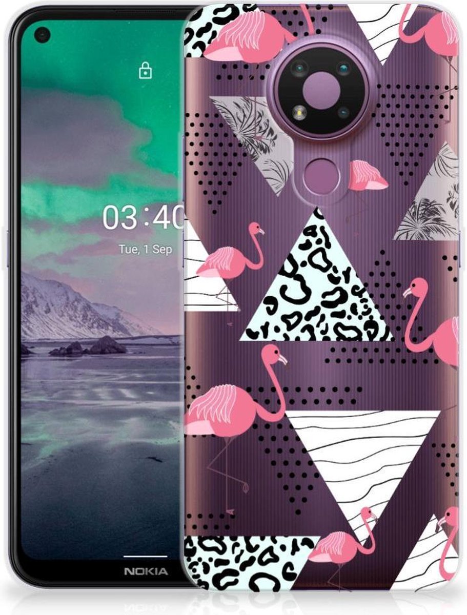 Nokia 3.4 TPU Hoesje Flamingo Triangle