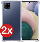 Samsung A12 Hoesje Siliconen Shock Proof Case - Samsung Galaxy A12 Hoesje Transparant - Samsung Galaxy A12 Hoes Cover Transparant - Samsung A12 Case Shockproof - 2 PACK