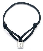 Dielay - Armband Dames - Hangslot RVS - Lengte Verstelbaar - Zwart en Zilverkleurig