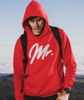 Mr & Mrs Hoodie Premium Red (Mr - Maat XS) | Koppel Cadeau | Valentijn Cadeautje voor hem & haar