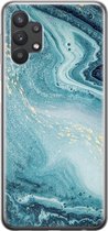 Leuke Telefoonhoesjes - Hoesje geschikt voor Samsung Galaxy A32 5G - Marmer blauw - Soft case - TPU - Marmer - Blauw