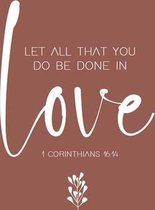 Ansichtkaart met envelop - A6 - 10x15cm - Bordeauxrood - Christelijk - Let all that you do be done with love - 3 stuks