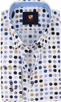 Suitable Overhemd Bollen Blauw Beige - maat 42