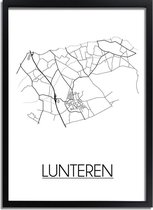 Lunteren Plattegrond poster A4 + fotolijst zwart (21x29,7cm) - DesignClaud