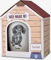 Mok - Hond - Cadeau - Teckel - Gevuld met een dropmix - In cadeauverpakking met gekleurd lint