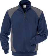 Fristads Sweater Met Korte Rits 7048 Shv - Marineblauw/Grijs - L