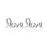 Aramat jewels ® - Oorbellen zweerknopjes love chirurgisch staal 12x6mm