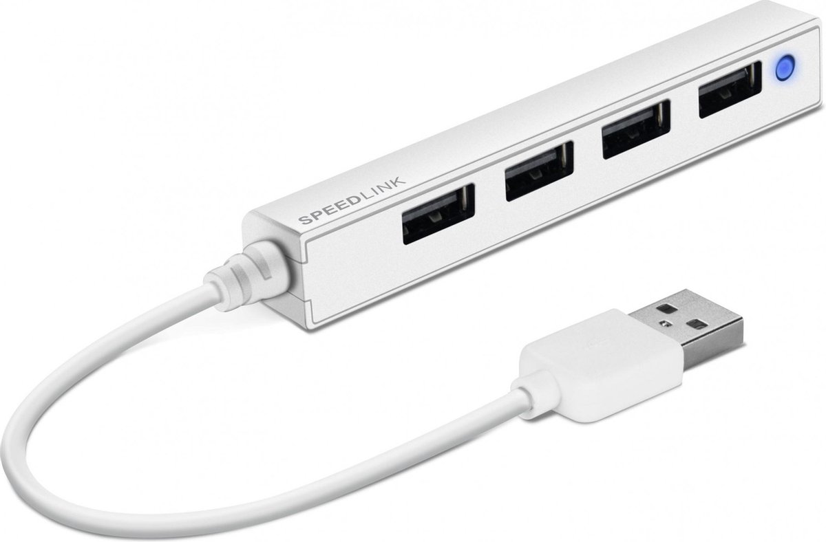 Speedlink Snappy Slim - USB Hub - USB-A naar 4x USB-A - Wit