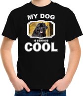 Newfoundlander  honden t-shirt my dog is serious cool zwart - kinderen - Newfoundlanders liefhebber cadeau shirt M (134-140)