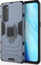 Oppo Reno 4 Pro 4G Back Cover Hoesje Kickstand Ring Blauw