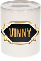 Vinny naam cadeau spaarpot met gouden embleem - kado verjaardag/ vaderdag/ pensioen/ geslaagd/ bedankt