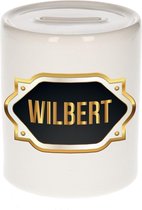 Wilbert naam cadeau spaarpot met gouden embleem - kado verjaardag/ vaderdag/ pensioen/ geslaagd/ bedankt