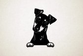 Wanddecoratie - Hond - Manchester Terrier 3 - S - 58x45cm - Zwart - muurdecoratie - Line Art