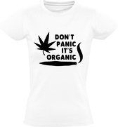 Don't panic it's organic Heren t-shirt | wiet | drugs | marijuana | joint | coffeeshop | skaters | kado | Wit