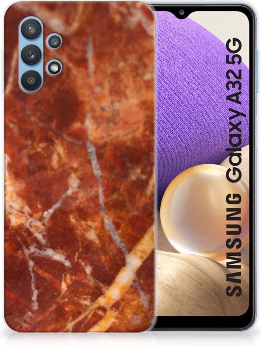 Samsung Galaxy A32 5G TPU Siliconen Hoesje Marmer Bruin