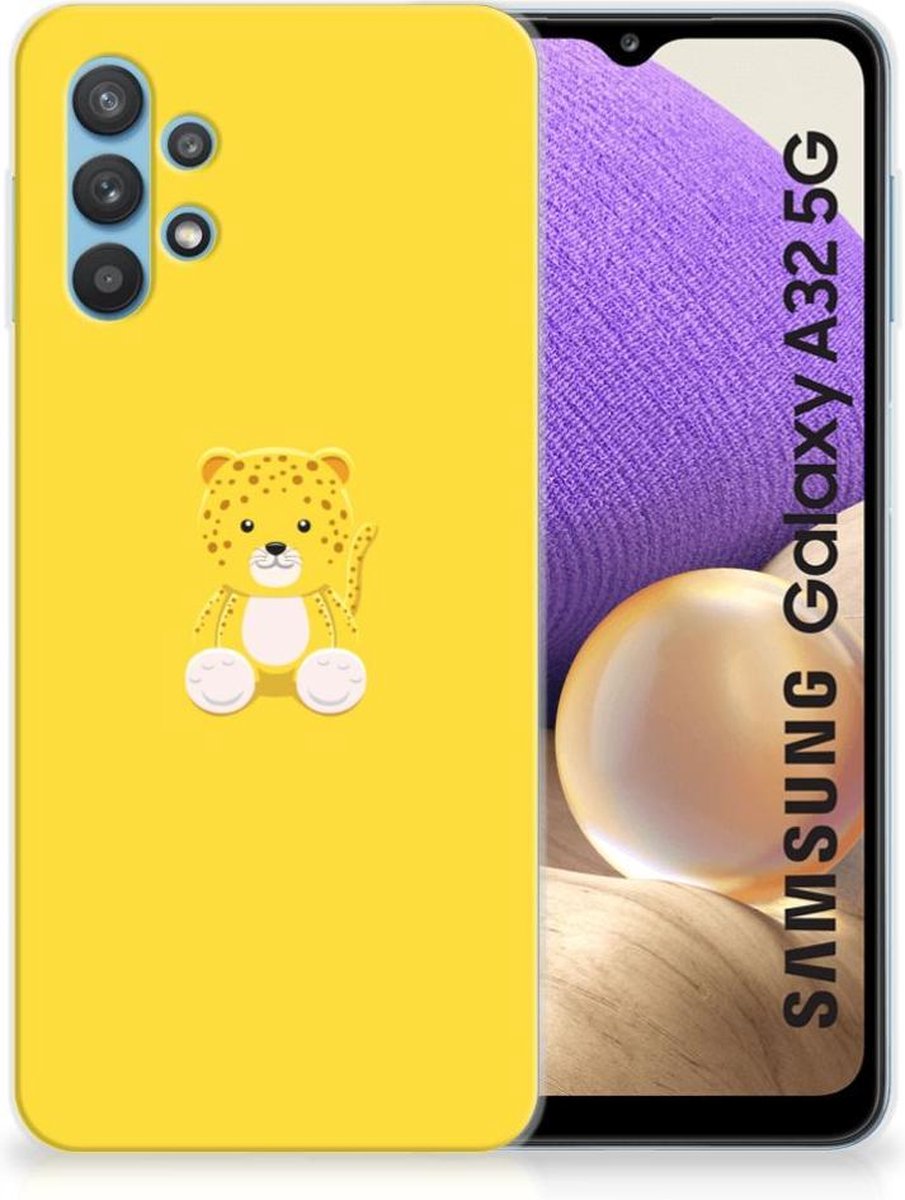 Samsung Galaxy A32 5G Telefoonhoesje met Naam Baby Leopard