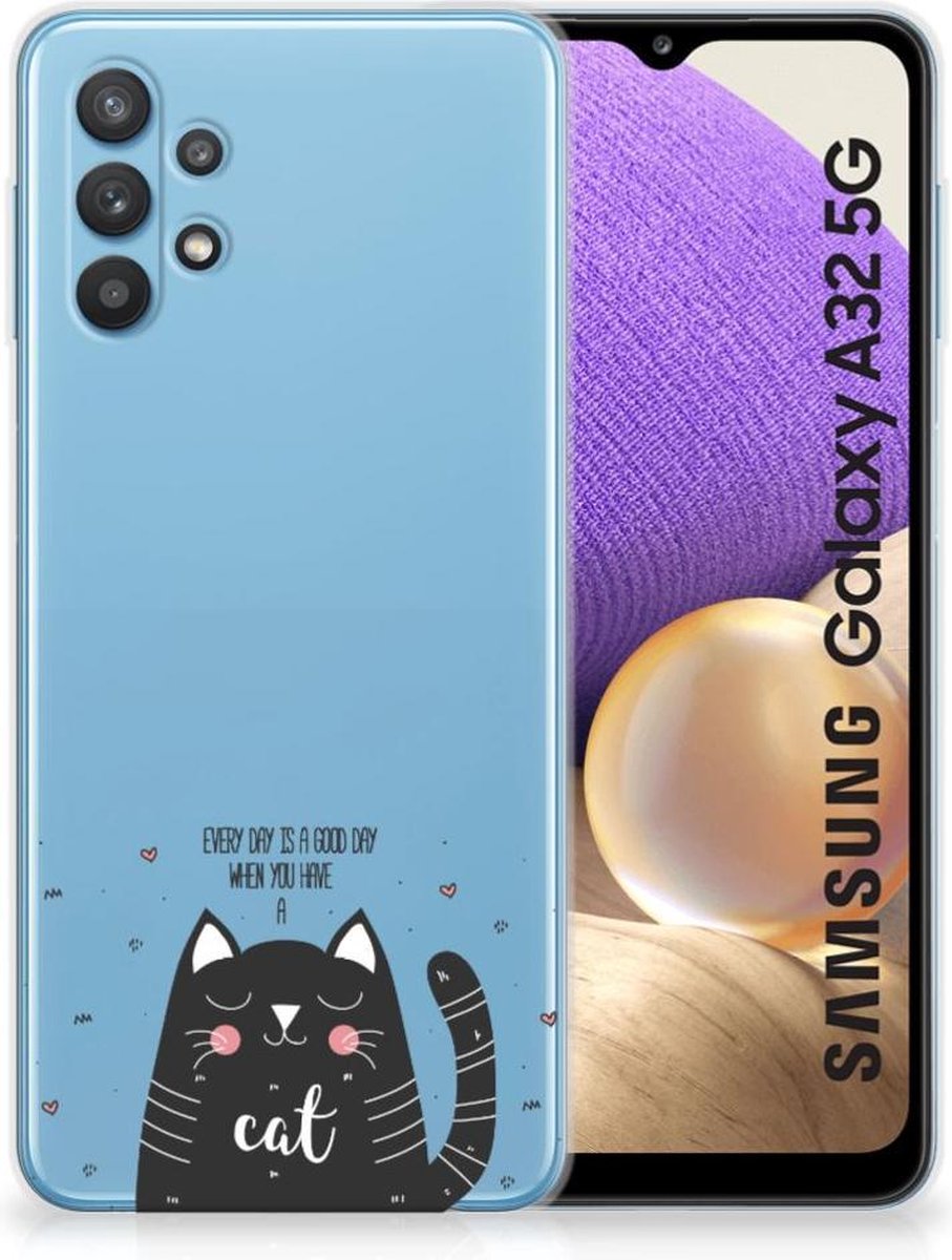 Samsung Galaxy A32 5G Telefoonhoesje met Naam Cat Good Day