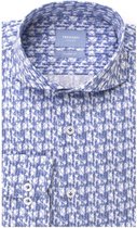 Tresanti Heren Overhemd Blauwe Print Stretch Cutaway Tailored Fit - 45