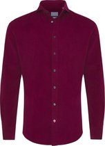 Tresanti Heren Overhemd Bordeaux Rood Corduroy Cutaway Tailored Fit - 44