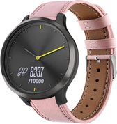 Leer Smartwatch bandje - Geschikt voor  Garmin Vivomove HR bandje leer - roze - Horlogeband / Polsband / Armband