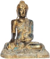 Fine Asianliving Mandalay Zittende Buddha Zwart Goud L56xB41xH73cm Handgemaakt Van Stevige Boomstam