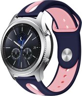 Siliconen Smartwatch bandje - Geschikt voor  Samsung Gear S3 duo sport band - donkerblauw/roze - Horlogeband / Polsband / Armband