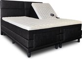 Boxspring Lancome compleet, merk Olympic Life, elektrisch verstelbaar, 180 x 210 cm, zwart, 18-delig met 4 vlakken motief hoofdbord