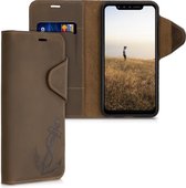 kalibri hoesje voor LG G8s ThinQ - leren hoes met pasjeshouder - Vintage Anker design - bruin