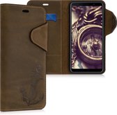 kalibri hoesje voor Samsung Galaxy A7 (2018) - leren hoes met pasjeshouder - Vintage Anker design - bruin