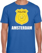 Politie embleem Amsterdam t-shirt blauw voor heren - politie - verkleedkleding / carnaval kostuum S