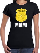 Police embleem Miami t-shirt zwart voor dames - politie agent - verkleedkleding / kostuum L
