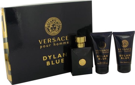 Versace Pour Homme Dylan Blue by Versace   – Gift Set – 50 ml Eau De Toilette Spray + 50 ml After Shave Balm + 50 ml Shower Gel